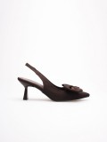 Acı Kahve Fiyonklu Kitten Topuklu Slingback Kadın Ayakkabı TR08MS24C
