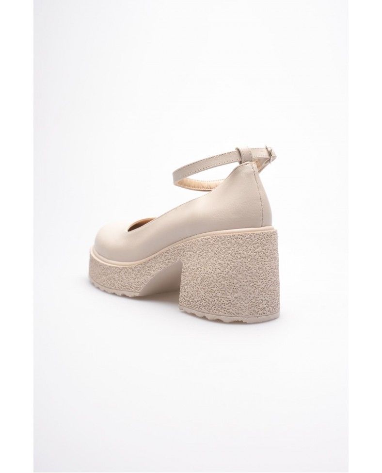 Kadın Bej Bilekten Baretli Günlük Ayakkabı TR06MS01D