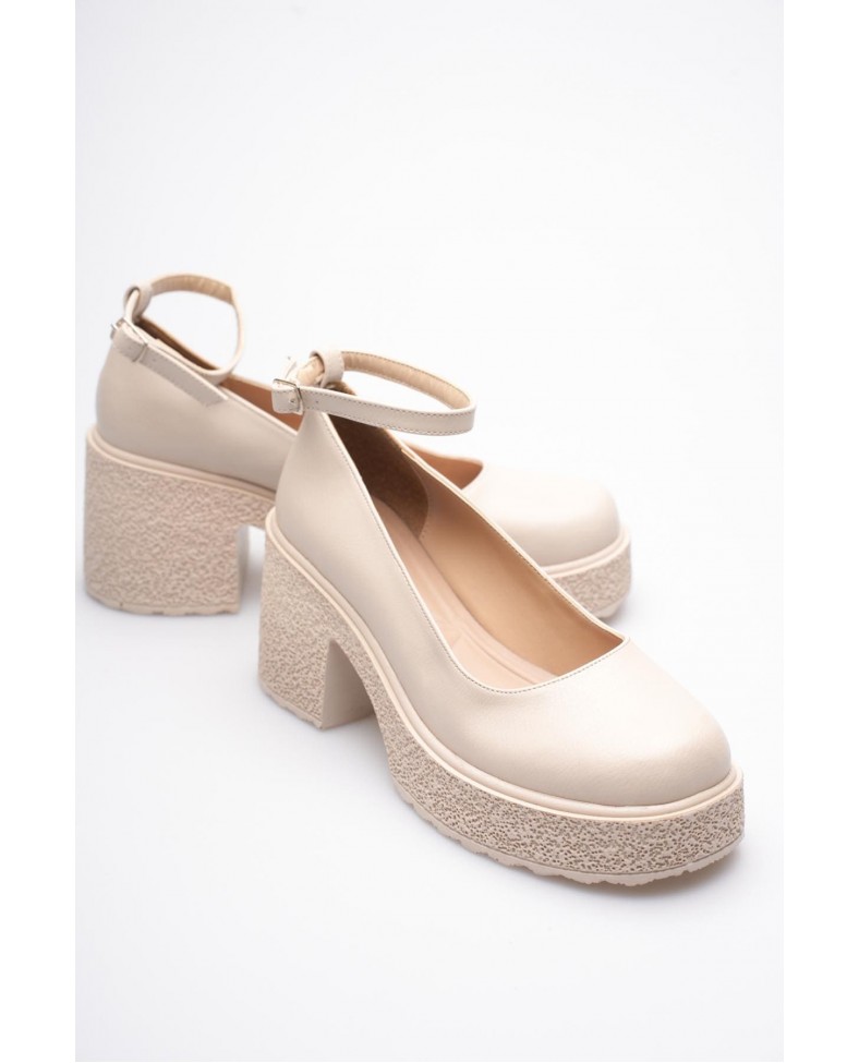 Kadın Bej Bilekten Baretli Günlük Ayakkabı TR06MS01D