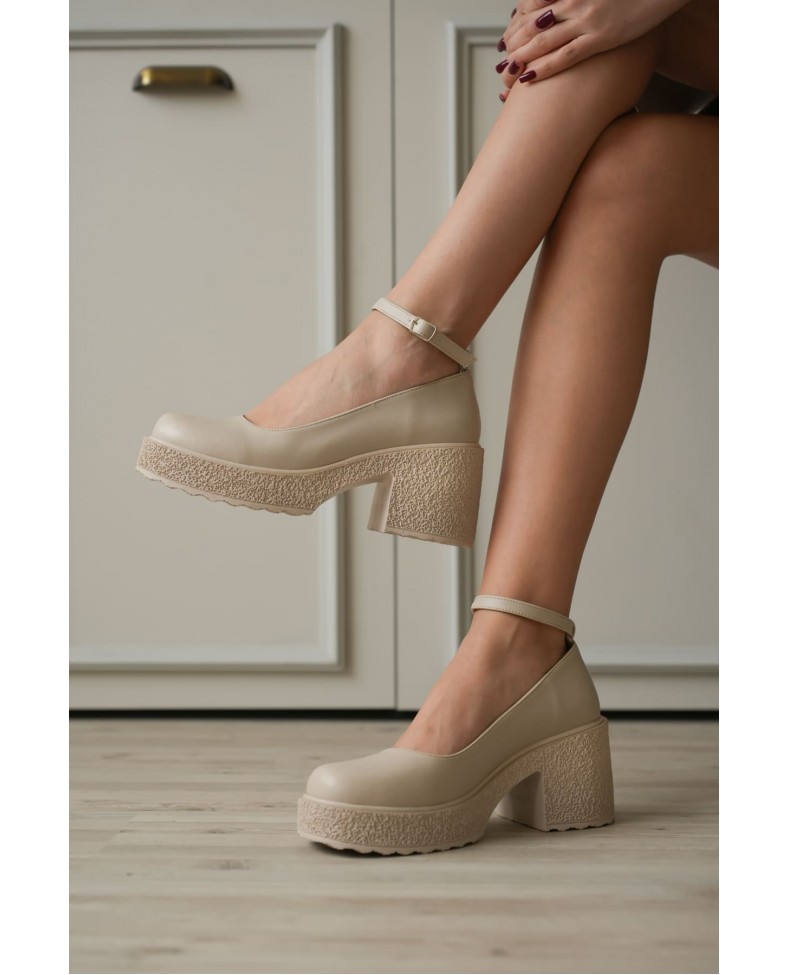 Kadın Bej Bilekten Baretli Günlük Ayakkabı TR06MS01D