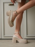 Kadın Bej Bilekten Baretli Günlük Ayakkabı TR06MS01D