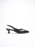Kadın Siyah Sivri Burun Slingback Kısa Topuklu Ayakkabı TR20MS04A
