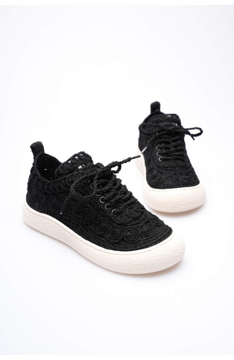 Kadın Bej Örgü Detaylı Günlük Sneaker Rahat ve Hafif Spor Ayakkabı TR01MY01A