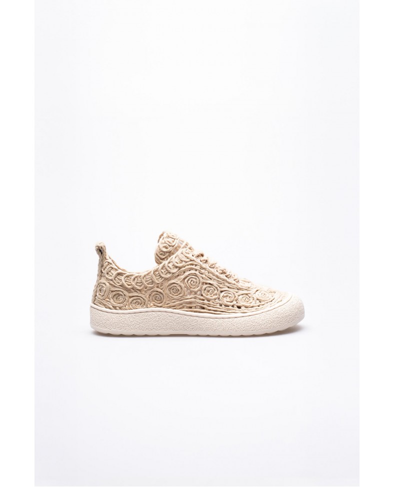 Kadın Bej Örgü Detaylı Günlük Sneaker Rahat ve Hafif Spor Ayakkabı TR01MY01C