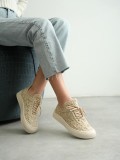 Kadın Bej Örgü Detaylı Günlük Sneaker Rahat ve Hafif Spor Ayakkabı TR01MY01C