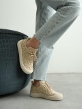 Kadın Bej Örgü Detaylı Günlük Sneaker Rahat ve Hafif Spor Ayakkabı TR01MY01C