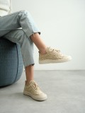 Kadın Bej Örgü Detaylı Günlük Sneaker Rahat ve Hafif Spor Ayakkabı TR01MY01C
