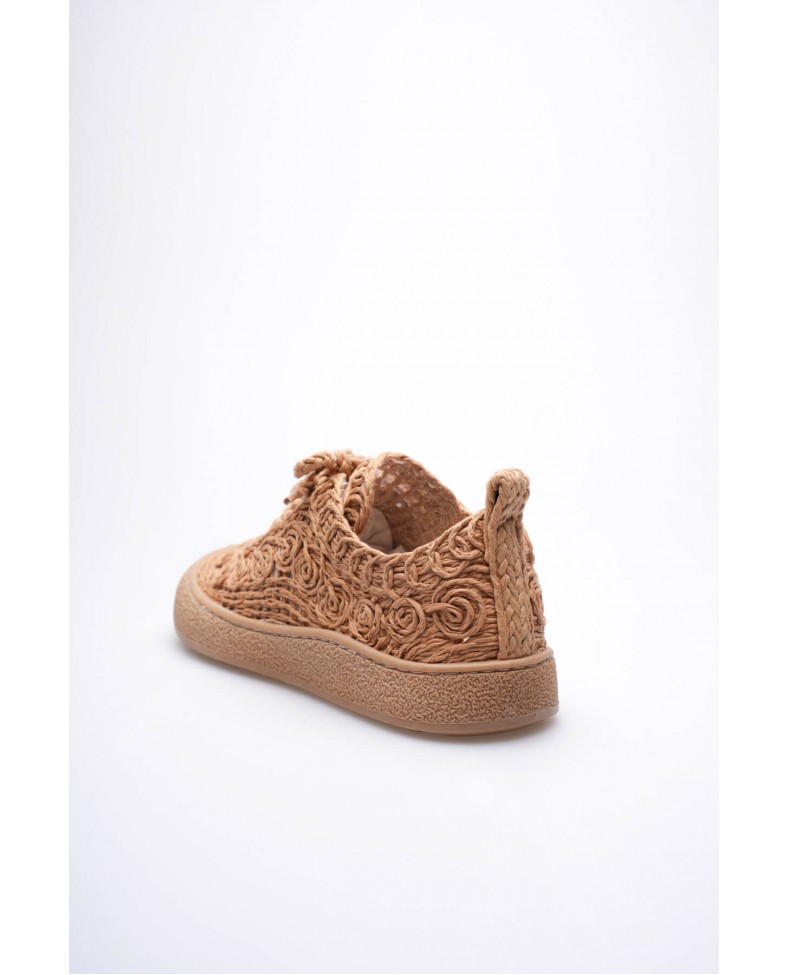 Kadın Taba Örgü Detaylı Günlük Sneaker Rahat ve Hafif Spor Ayakkabı TR01MY01D