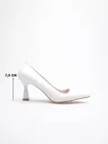 Beyaz Sivri Burun Orta Topuklu Kadın Stiletto TR20MS02B