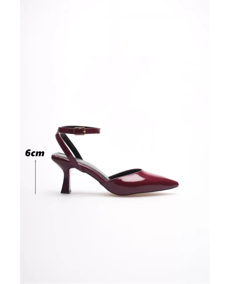 Kadın Bordo Rugan Topuklu Ayakkabı TR03MS02D