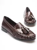 Acı Kahve Rugan Püsküllü Kadın Loafer Ayakkabı TR88MS01B