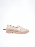 Bej Kadın Loafer Metal Tokalı Rahat Günlük Ayakkabı TR30MS02B