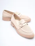 Bej Kadın Loafer Metal Tokalı Rahat Günlük Ayakkabı TR30MS02B