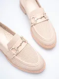 Bej Kadın Loafer Metal Tokalı Rahat Günlük Ayakkabı TR30MS02B