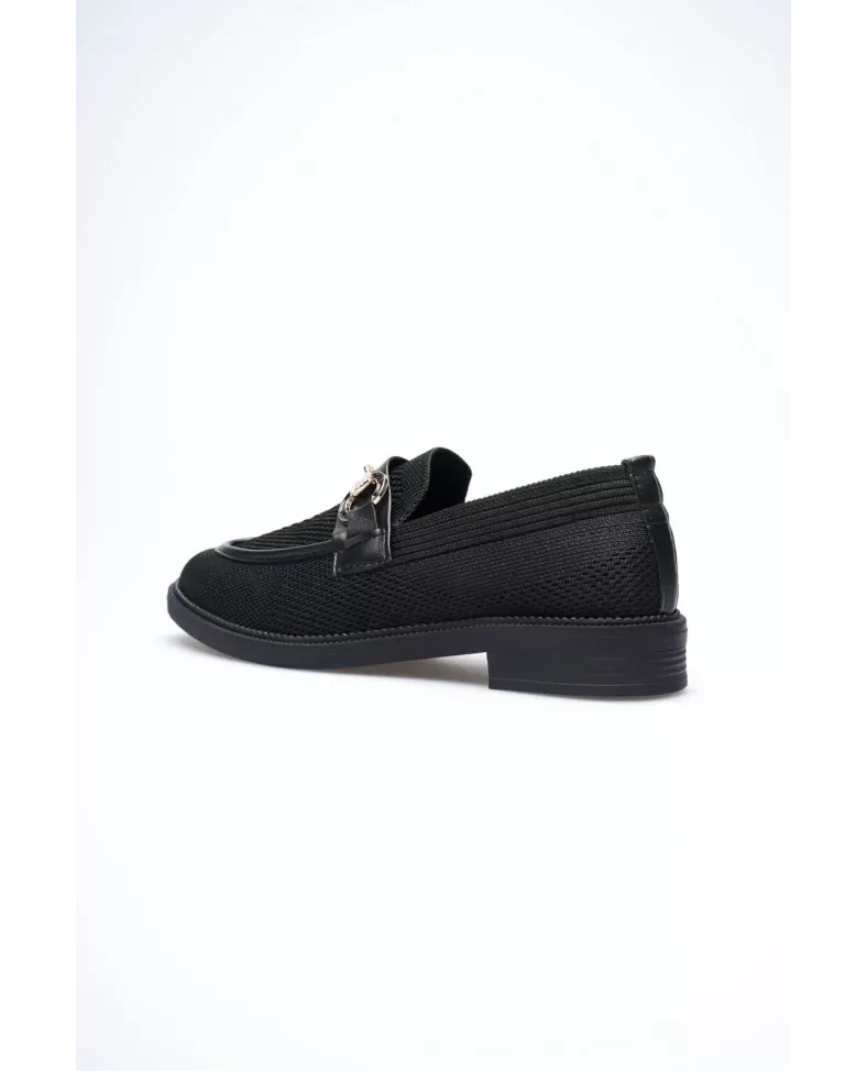 Siyah Kadın Loafer Metal Tokalı Rahat Günlük Ayakkabı TR30MS02A