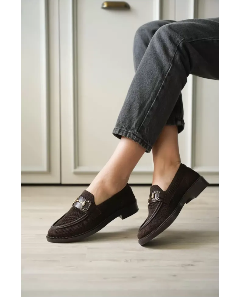 Acı Kahve Kadın Loafer Metal Tokalı Rahat Günlük Ayakkabı TR30MS02C