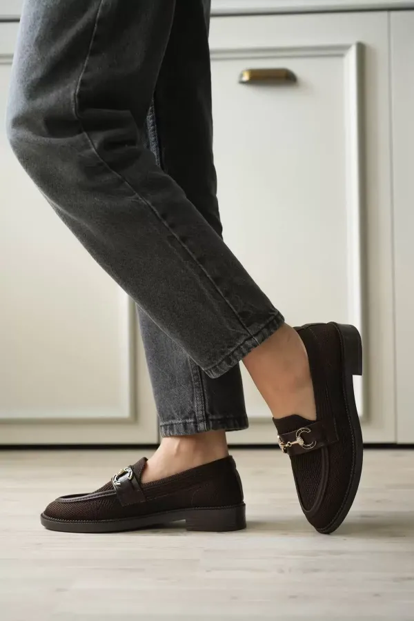 Acı Kahve Kadın Loafer Metal Tokalı Rahat Günlük Ayakkabı TR30MS02C