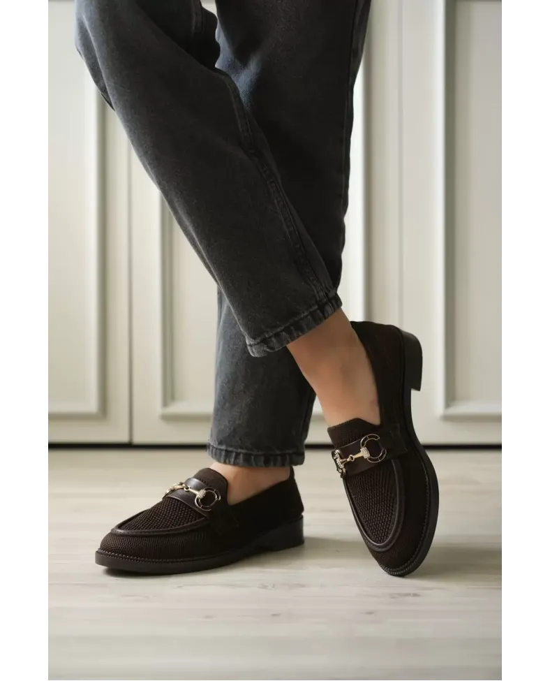 Acı Kahve Kadın Loafer Metal Tokalı Rahat Günlük Ayakkabı TR30MS02C