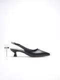 Kadın Siyah Sivri Burun Slingback Kısa Topuklu Ayakkabı TR20MS04A