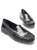 Siyah Parlak Deri Görünümlü Penny Loafer TR88MS02A