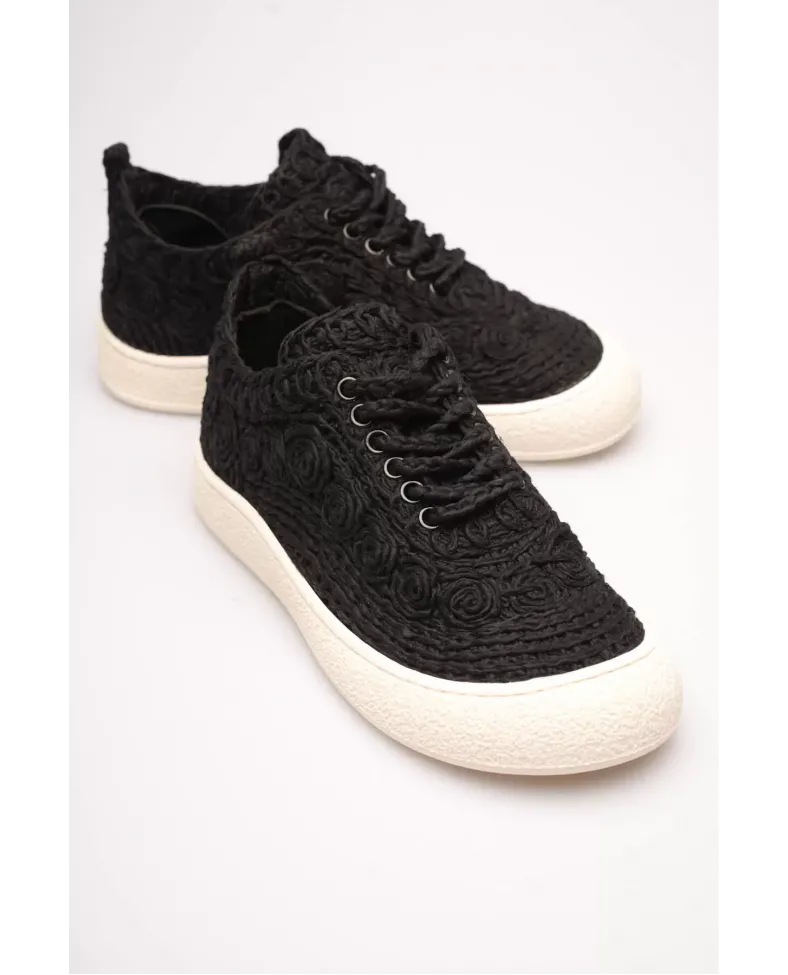 Kadın Bej Örgü Detaylı Günlük Sneaker Rahat ve Hafif Spor Ayakkabı TR01MY01A Somersan Giyim | Kadın, Erkek ve Çocuk Moda