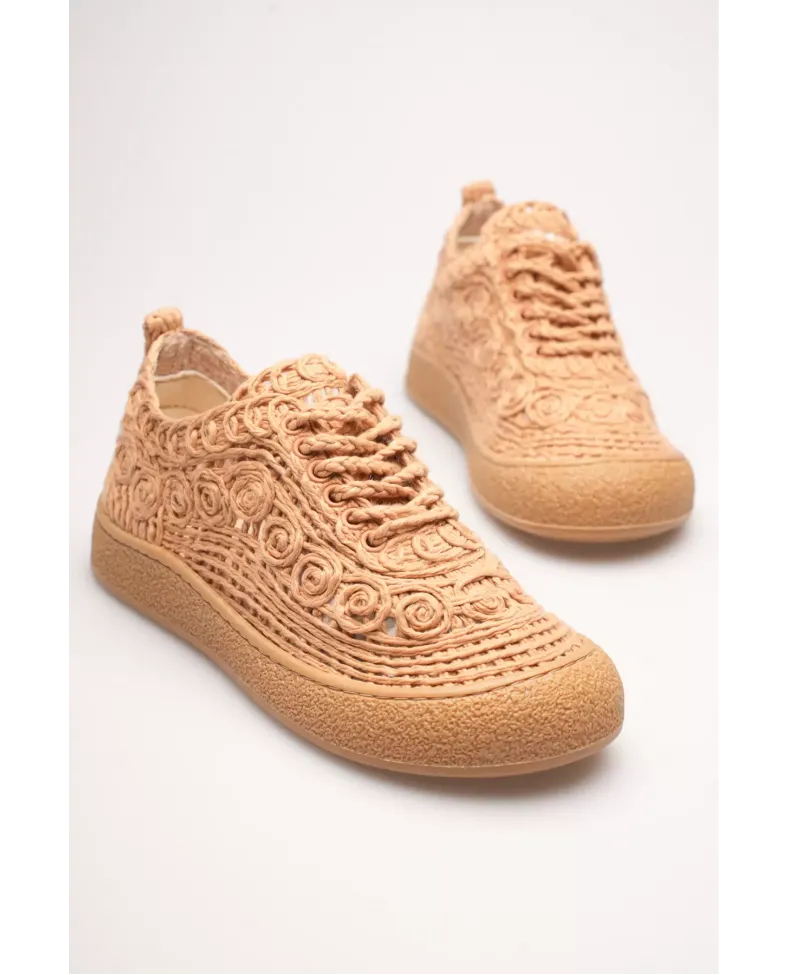 Kadın Taba Örgü Detaylı Günlük Sneaker Rahat ve Hafif Spor Ayakkabı TR01MY01D Somersan Giyim | Kadın, Erkek ve Çocuk Moda