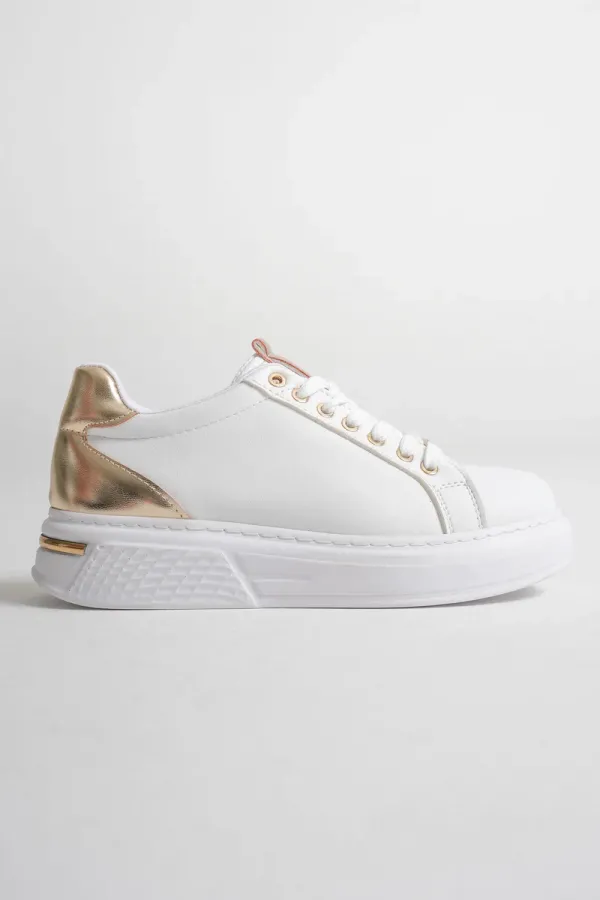 Altın Detaylı Beyaz Kadın Spor Ayakkabı TR01MS03E