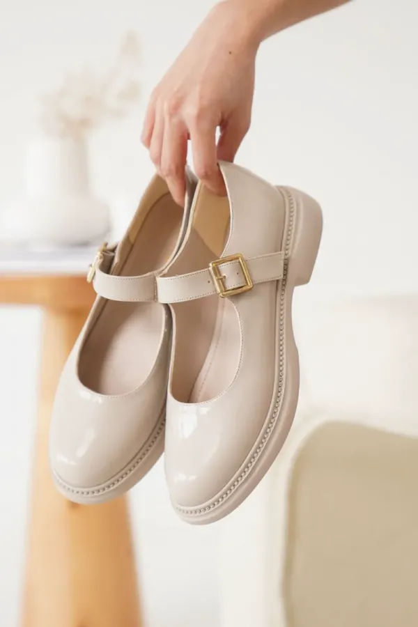 Bej Rugan Toka Detaylı Mary Jane Ayakkabı TR09MS01B