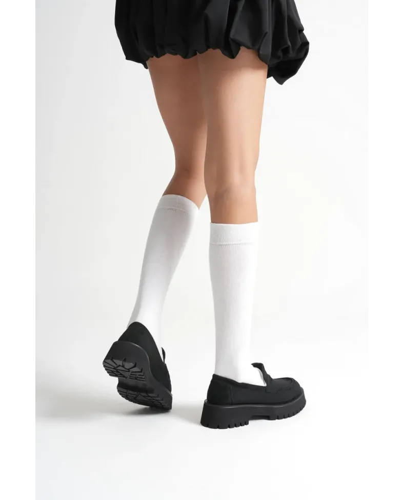 Kadın Günlük Siyah Süet Loafer Ayakkabı TR10MS02C