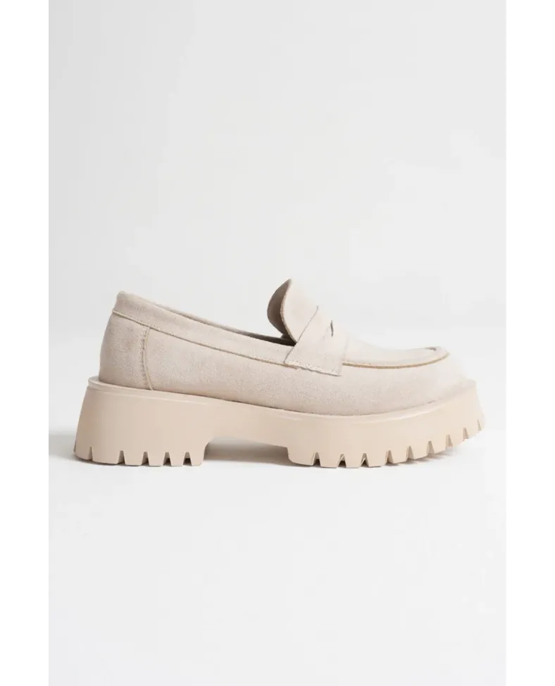 Kadın Günlük Bej Süet Loafer Ayakkabı TR10MS02D