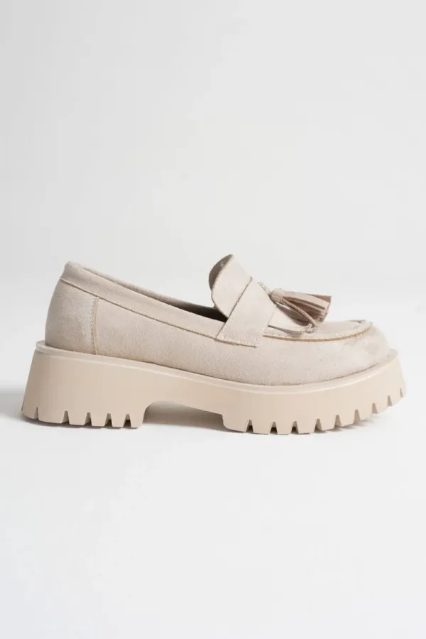 Kadın Günlük Bej Süet Loafer Ayakkabı TR10MS03D