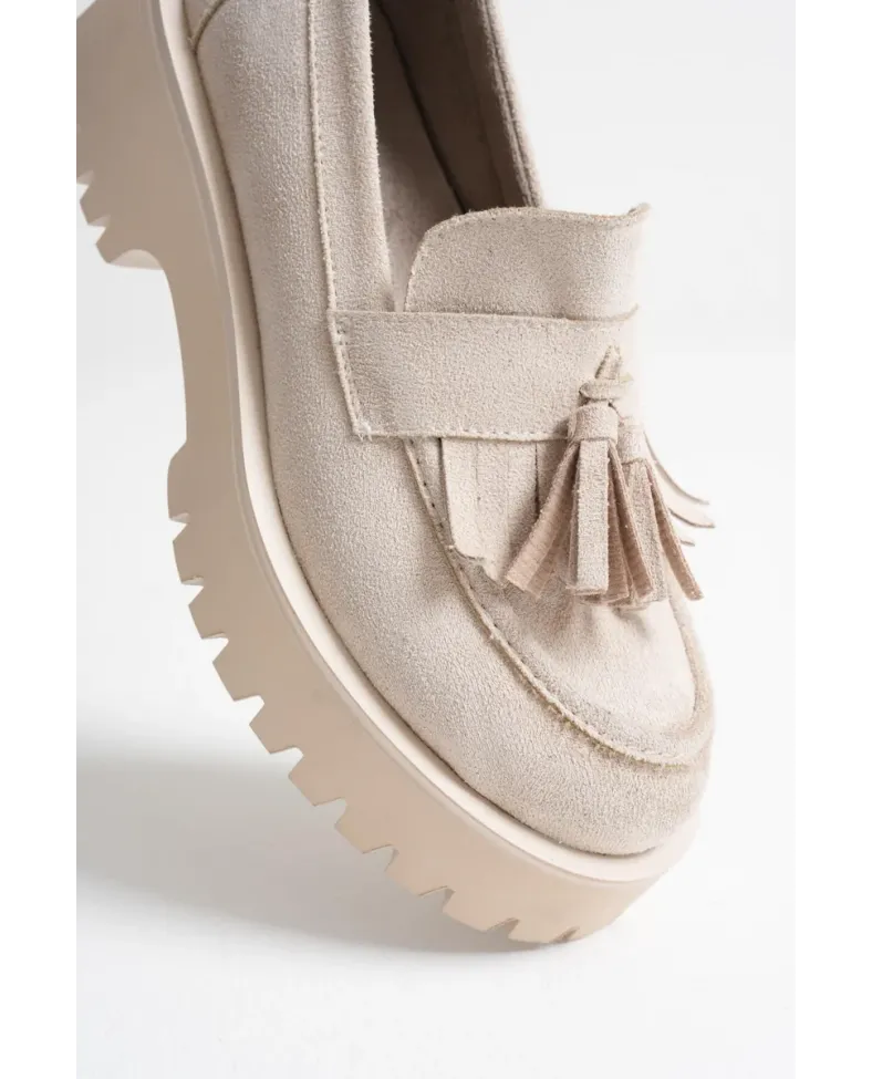 Kadın Günlük Bej Süet Loafer Ayakkabı TR10MS03D