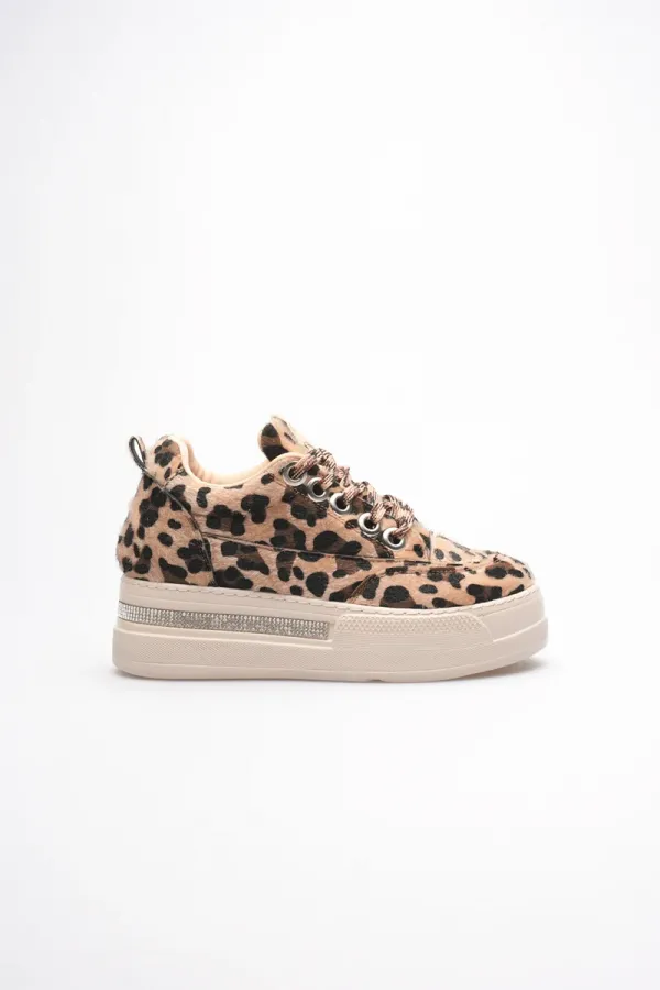 Kadın Leopar Desenli Gizli Topuklu Sneaker TR04MS01E