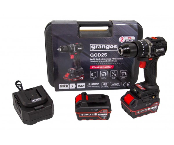 Grangos GCD25-F2 20V 5 Ah Çift Akülü Darbeli Matkap