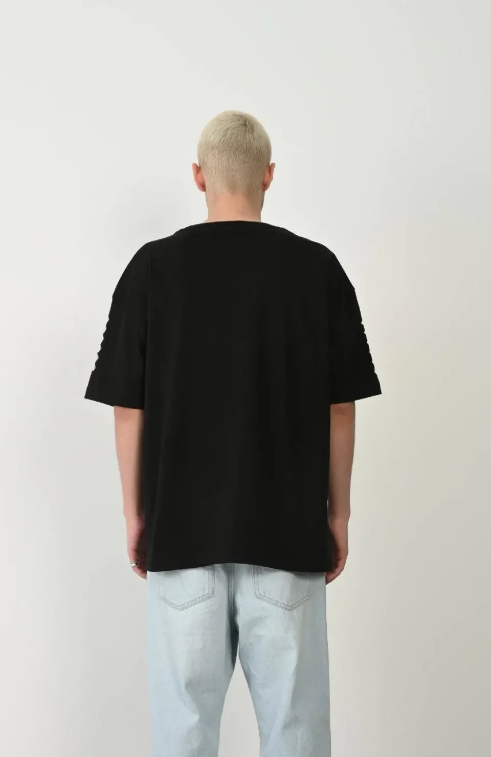 Unisex Baskılı Bisiklet Yaka Oversize T-Shirt - Siyah