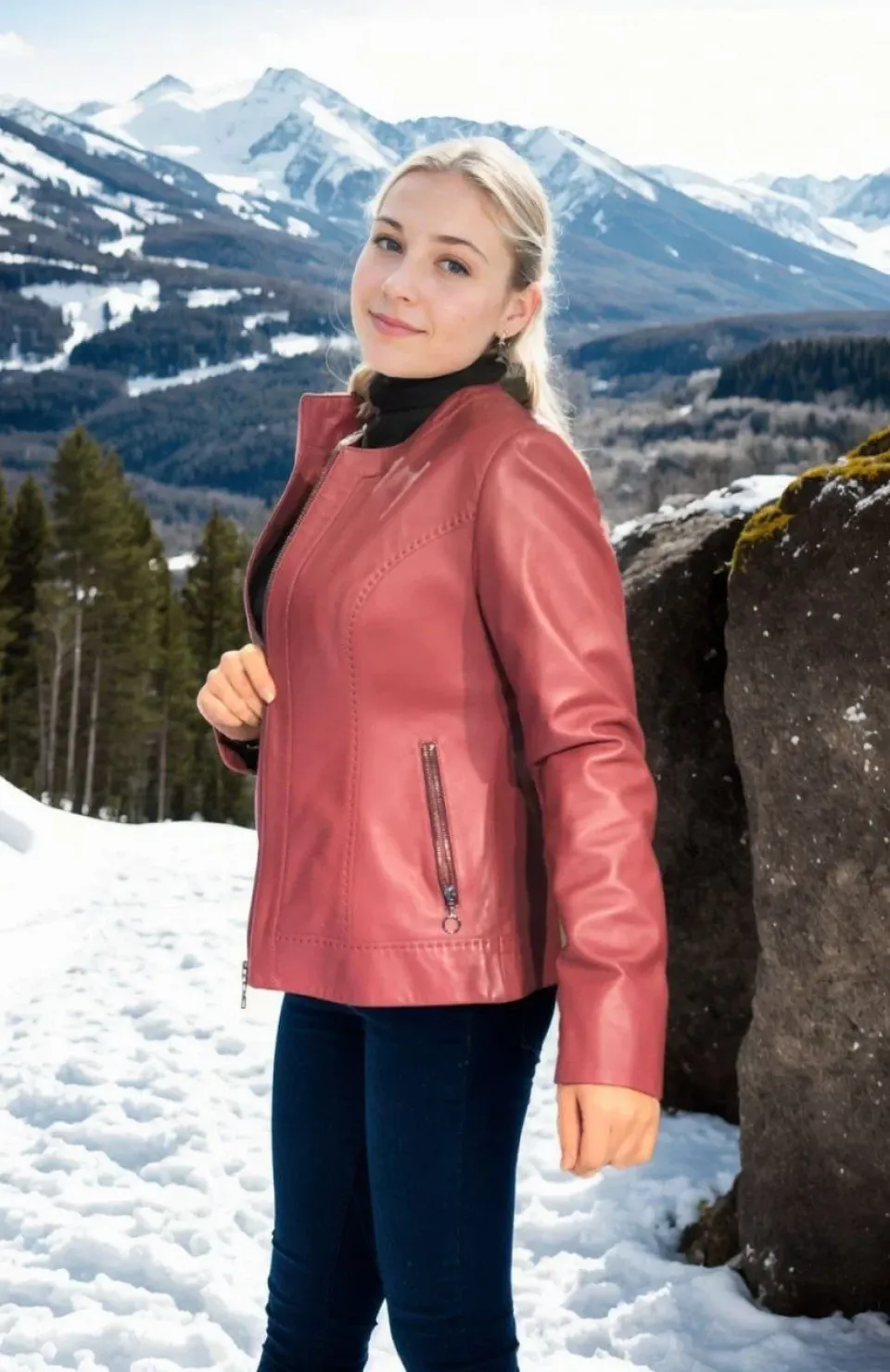 Kadın Uzun Kollu Deri Ceket - Bordo Somersan Giyim | Kadın, Erkek ve Çocuk Moda