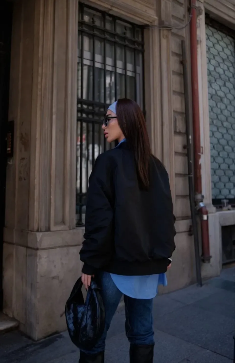 Cepli Bomber Ceket Mont - Siyah