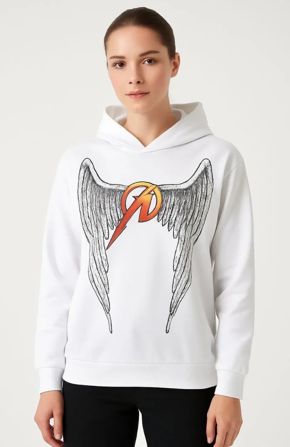 Metallica İki İplik Kapüşonlu Ön ve Arka Baskılı hoodie - Beyaz