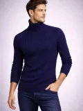 Erkek Balıkcı Yaka Bağazlı Triko Kazak Pamuklu Kalın Fitilli Dokuma, Regular Fit Uzun Kollu Kışlık Model - Lacivert Somersan Giyim | Kadın, Erkek ve Çocuk Moda