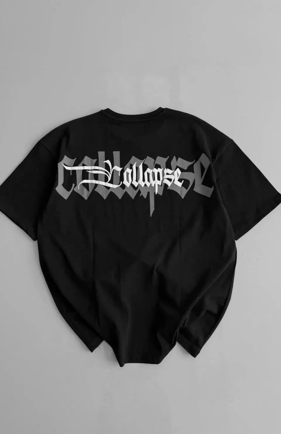 20/1 Penye Compack Unisex Baskılı Oversize Bisiklet Yaka Kısa Kol Yazlık T-shirt - Siyah