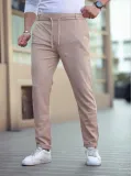 Erkek Diagonel Mikro dokulu Cepli Beli Lastilki Pantolon - Kahverengi