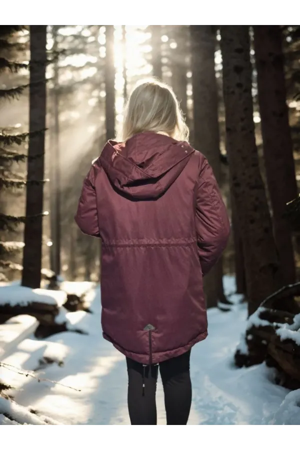 Kadın Uzun Kollu Hakiki Deri Ceket - Bordo