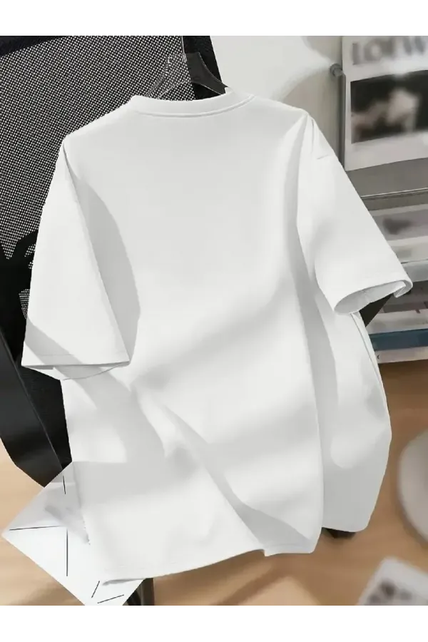 [Günlük T-Shirt] Hafif Kadın Günlük T-Shirt | Bol Kesim, Kısa Kollu, Yuvarlak Yaka, Eğlenceli Karikatür Ayı ve 