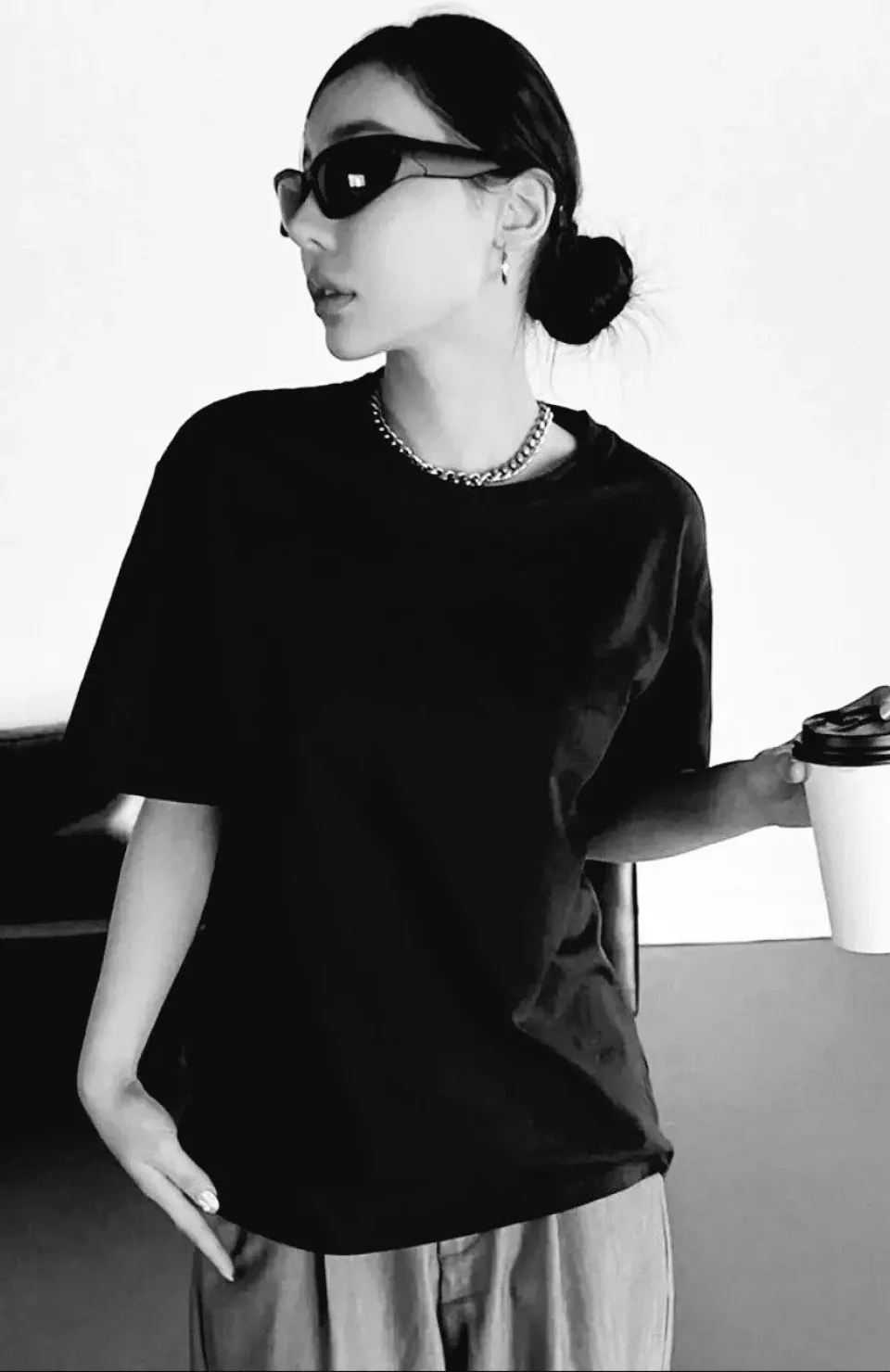 Unisex Baskılı Oversize T-Shirt - Siyah