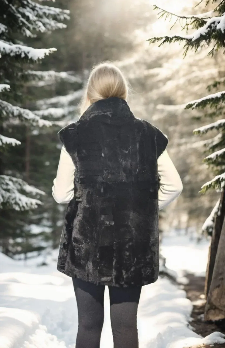 Kadın Kolsuz Hakiki Yelek - Siyah Somersan Giyim | Kadın, Erkek ve Çocuk Moda