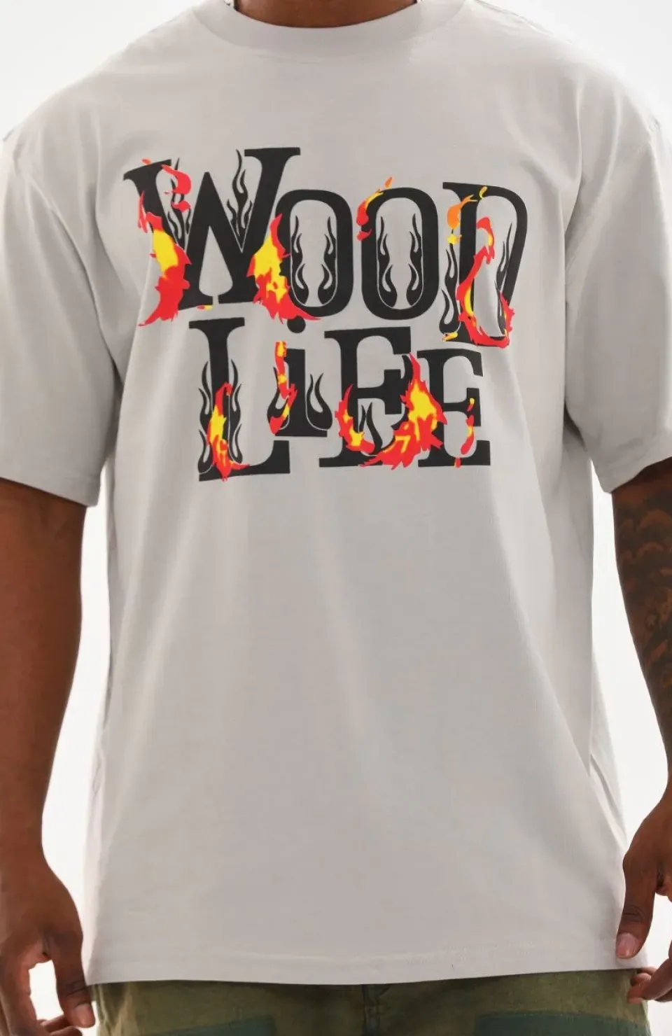 Unisex Baskılı Oversize T-Shirt - Gri