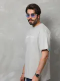 Unisex Bisiklet Yaka Baskılı Oversize T-Shirt - Gri Somersan Giyim | Kadın, Erkek ve Çocuk Moda