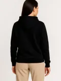 Kadın Üç İplik Kapüşonlu Tam Fermuarlı Kanguru Çepli SweatShirt Hoodie - Siyah
