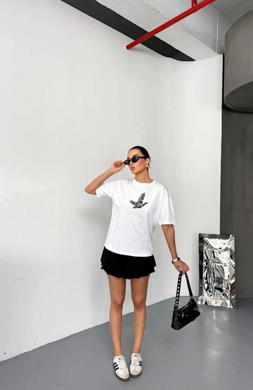 Kısa Kol Baskılı T-shirt - Beyaz