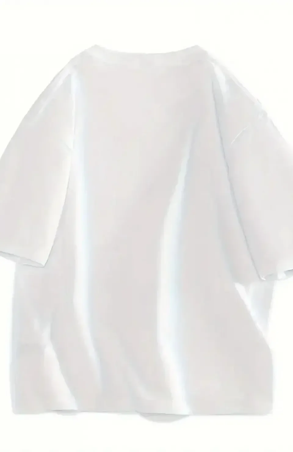 20/1 Penye Compack Gülücük Baskılı Oversize Bisiklet Yaka Kısa Kol Yazlık T-shirt - Beyaz